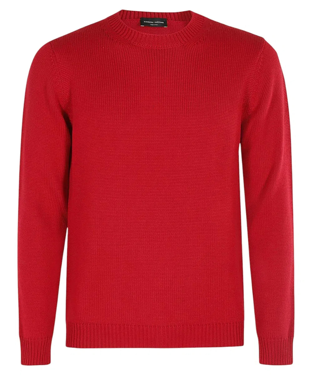 Roberto Collina Cardinal Red Pure Wool Sweater – Made in Italy Style