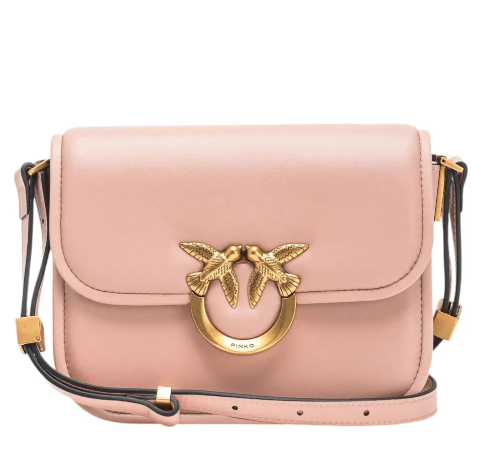 Borsa a Spalla Love Birds in Pelle di Vitello con Tracolla Regolabile