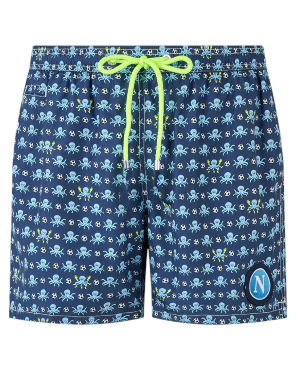Shorts Ufficiali SSC Napoli Stagione 23/24 - Pantaloncini Uomo, 100% Poliestere, Vita Media - Foto 2