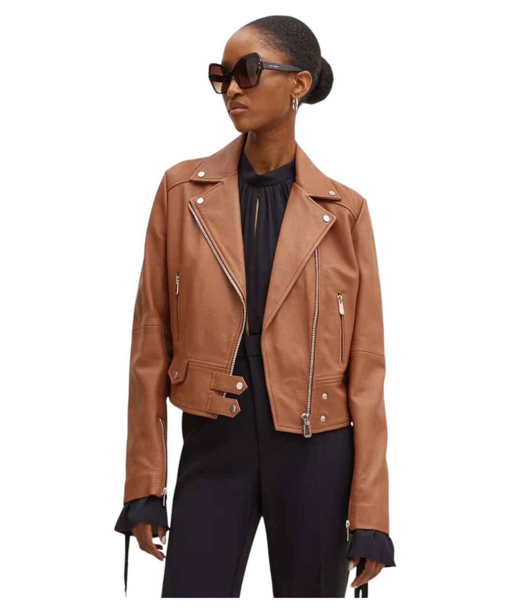 Giacca Pelle Abiti E Giacche Pinko Giacca Di Pelle Marrone