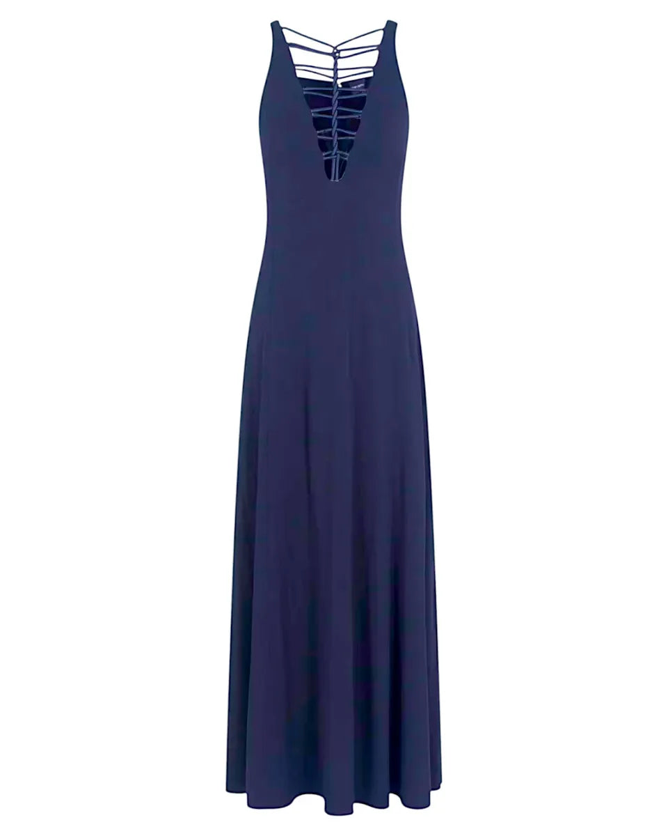 Abito Lungo in Viscosa Elasticizzata Eleganza Fluttuante