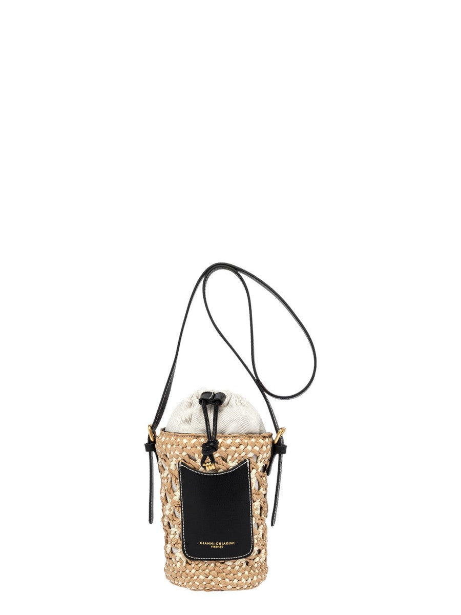 Saona Bucket Bag by Gianni Chiarini Two-Tone Straw and Leather