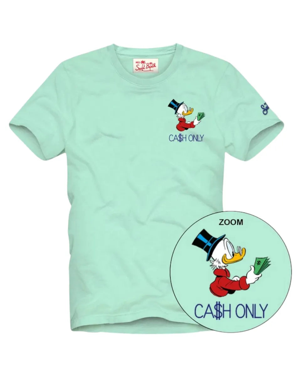 Maglione Girocollo Mc2 Saint Barth, Misto Cashmere, Ricamo 'Only Cash' E Zio Paperone, Colore Verdone