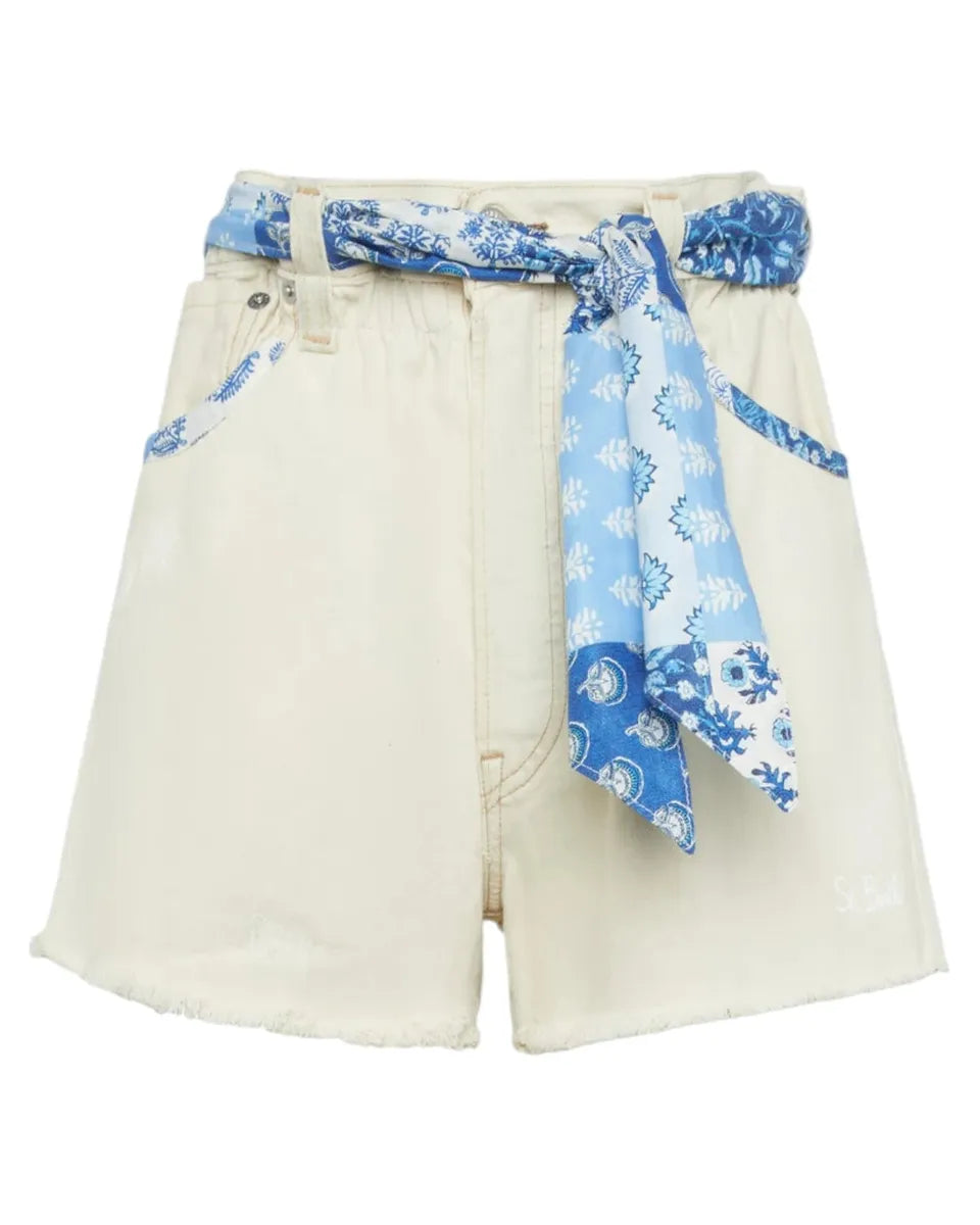 Shorts Arizona in Denim Upcycled con Patch Floreale-Shorts-Mc2 Saint Barth-Vittorio Citro Boutique
