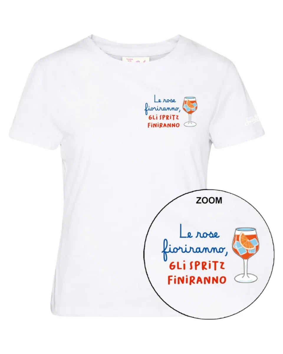 T-shirt Emilie Donna Bianca Saint Barth Le Rose Fioriranno Gli