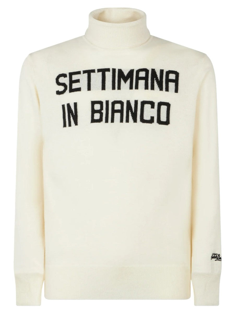 Maglia Dolcevita Uomo 'Settimana in Bianco' Jacquard Saint Barth