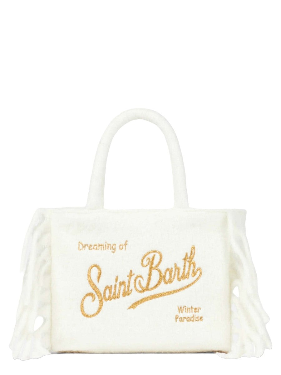 Colette White Covered Bag with Fringes and Detachable Shoulder