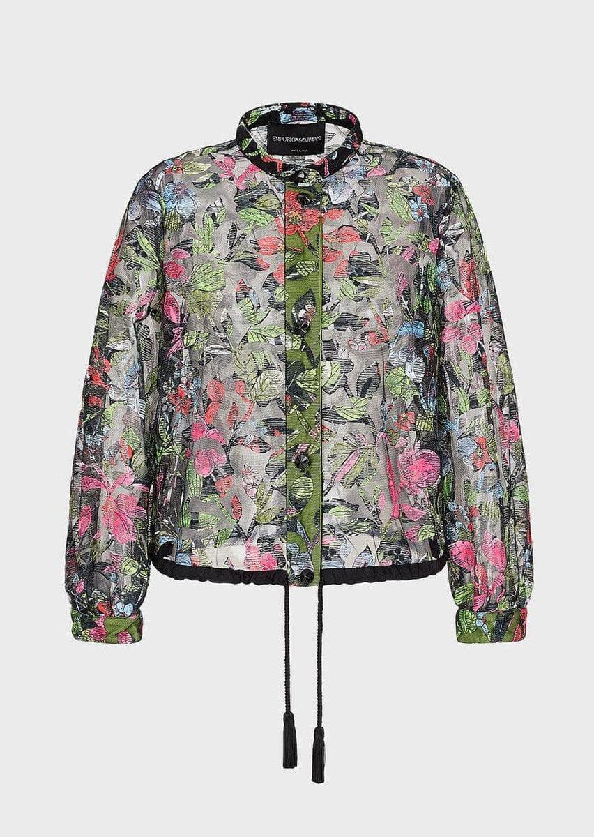 Giacca in tulle con ricamo floreale all over di Emporio