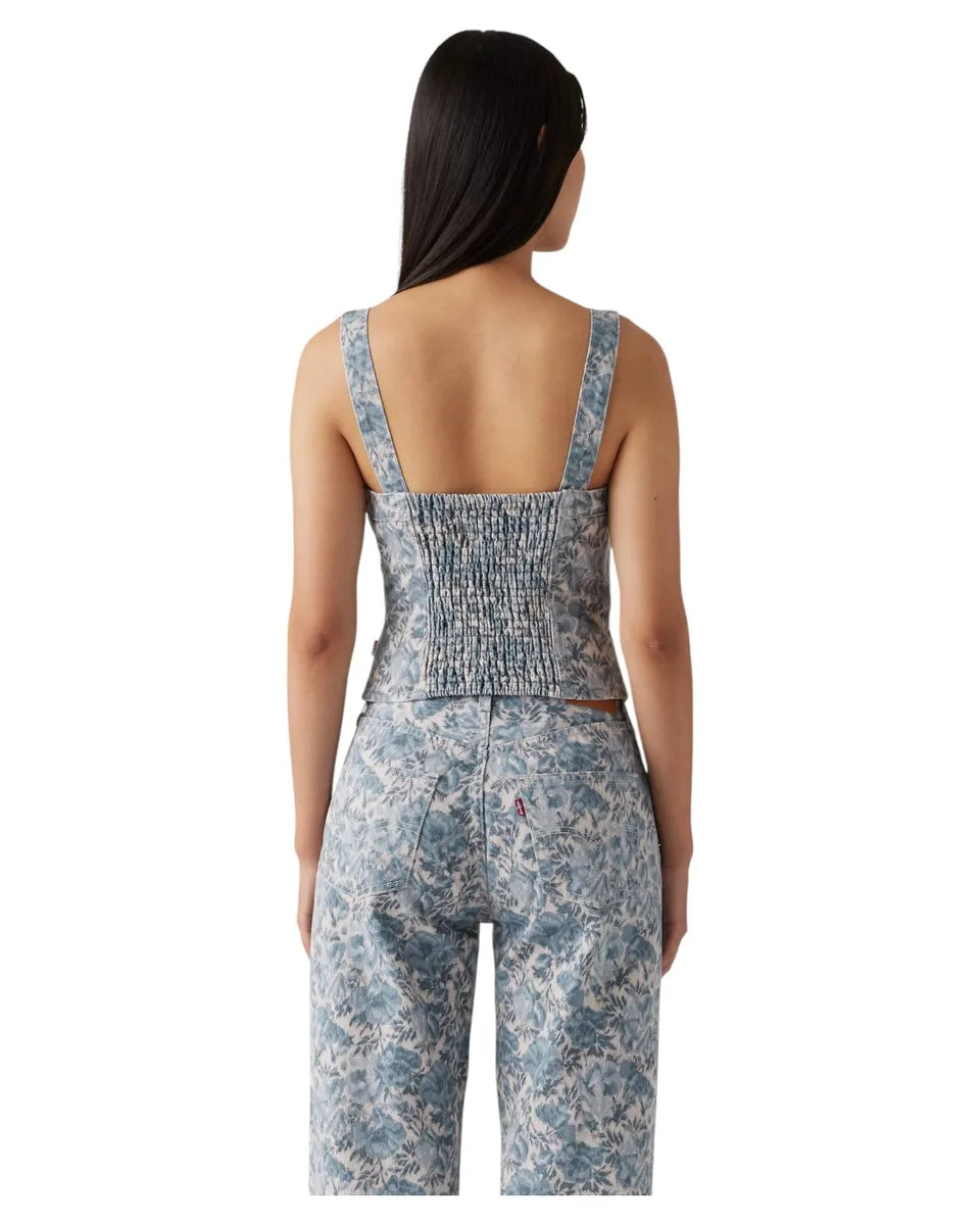Top Bustino Anatomico in Denim Blu Ophelia Floral-LEVI'S-Top-Vittorio Citro Boutique