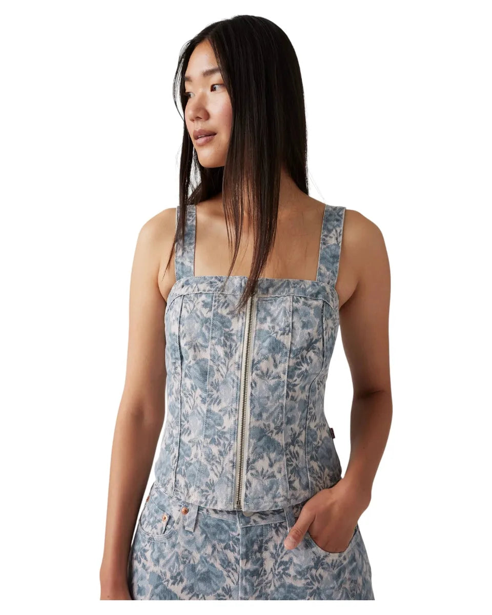 Top Bustino Anatomico in Denim Blu Ophelia Floral-LEVI'S-Top-Vittorio Citro Boutique