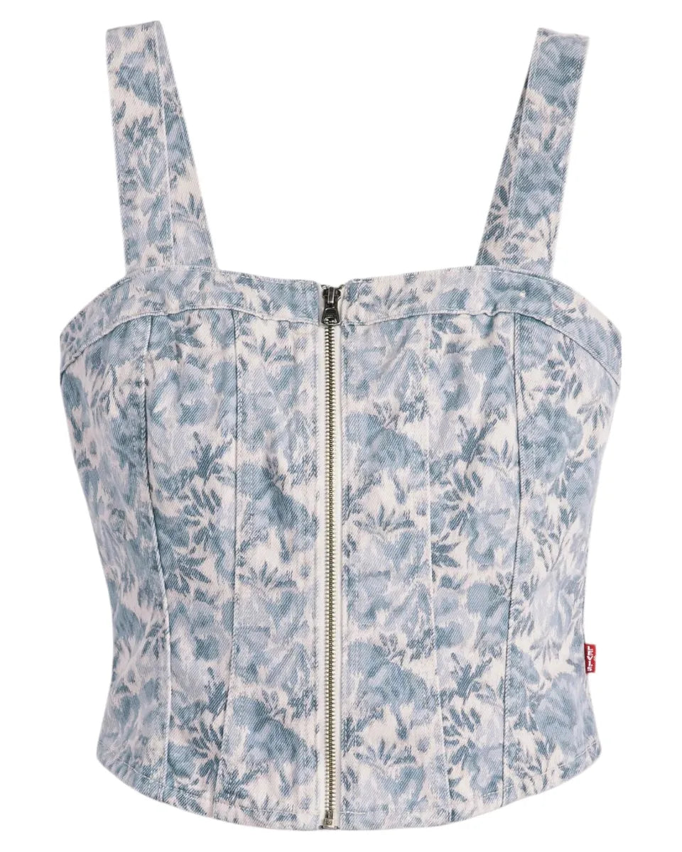 Top Bustino Anatomico in Denim Blu Ophelia Floral-LEVI'S-Top-Vittorio Citro Boutique