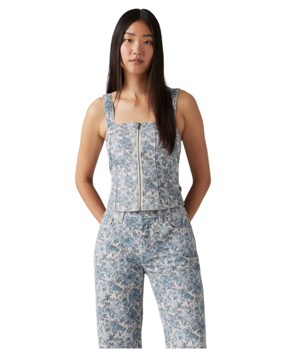 Top Bustino Anatomico in Denim Blu Ophelia Floral-LEVI'S-Top-Vittorio Citro Boutique