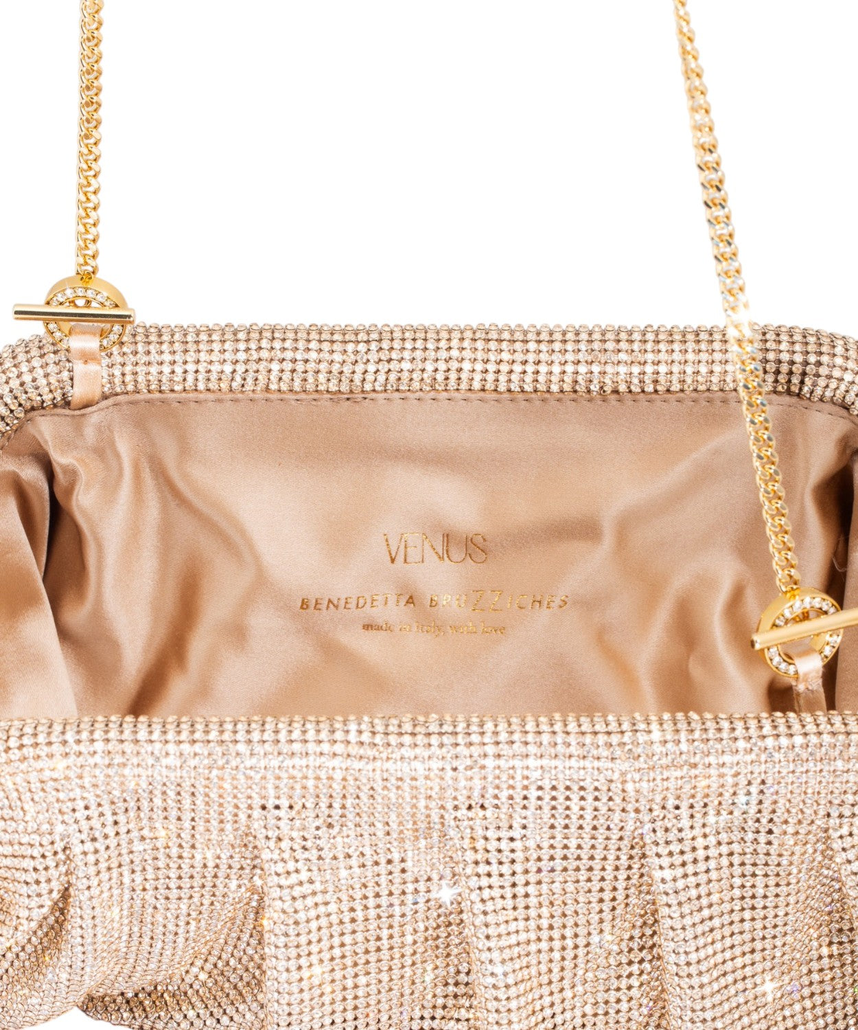 Pochette Venus la Grande con Cristalli e Tracolla Removibile