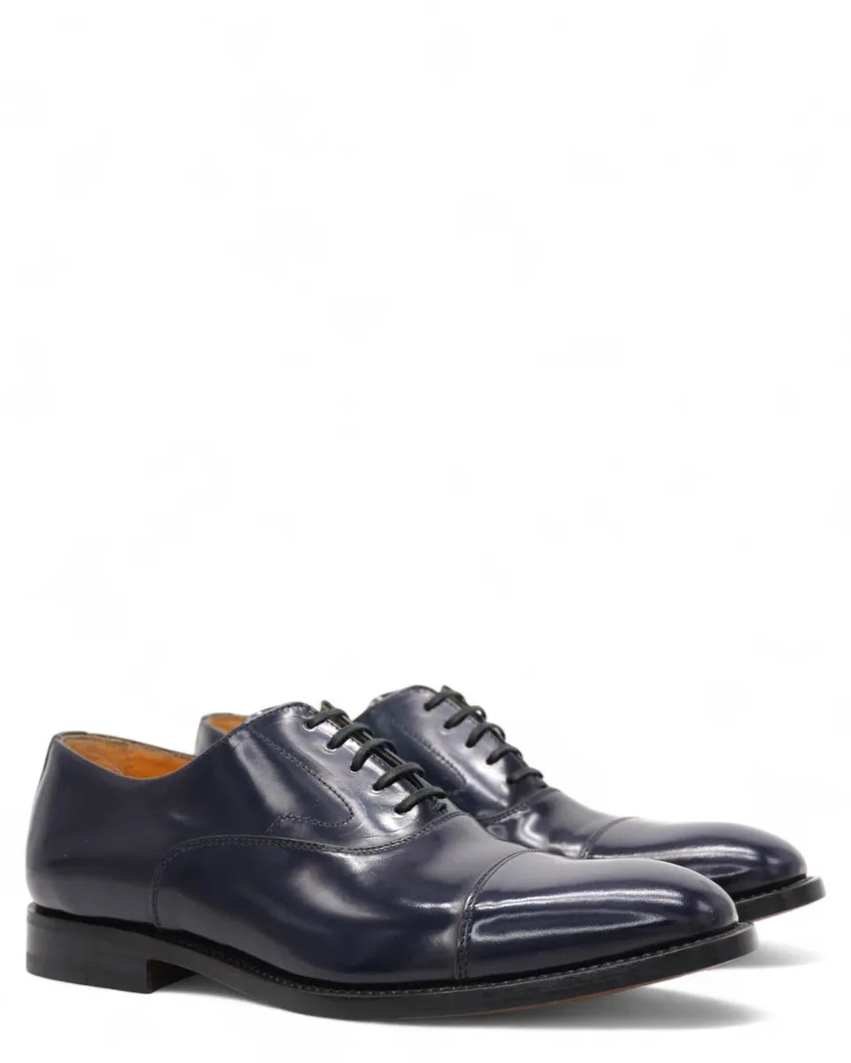 Scarpe Derby in Pelle Antik Blu-Graziano Salvatelli-Stringate-Vittorio Citro Boutique