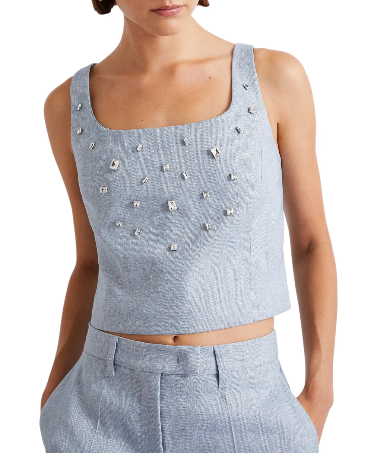 Top Marella Emma in Lino e Viscosa con Cristalli