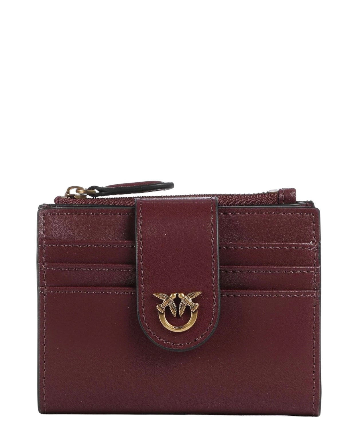 Small Leather Wallet with Love Birds Logo