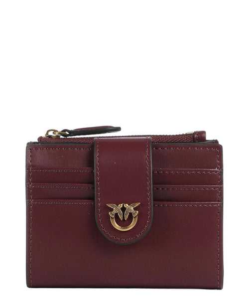 Small Leather Wallet with Love Birds Logo
