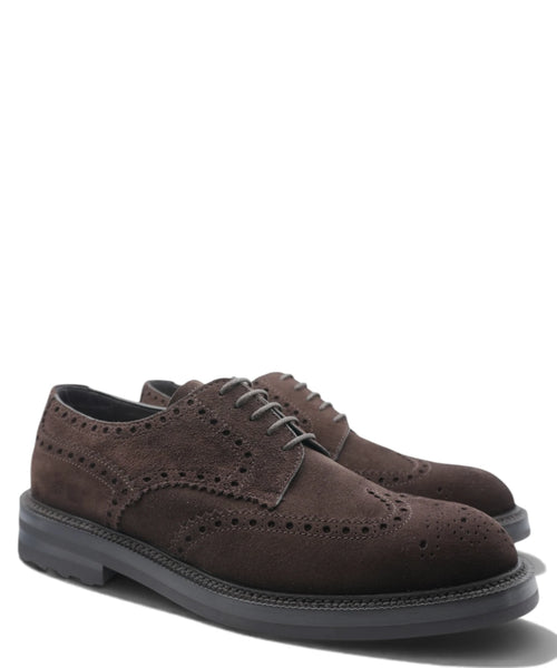 Stringata Brogue Uomo in Camoscio Testa di Moro