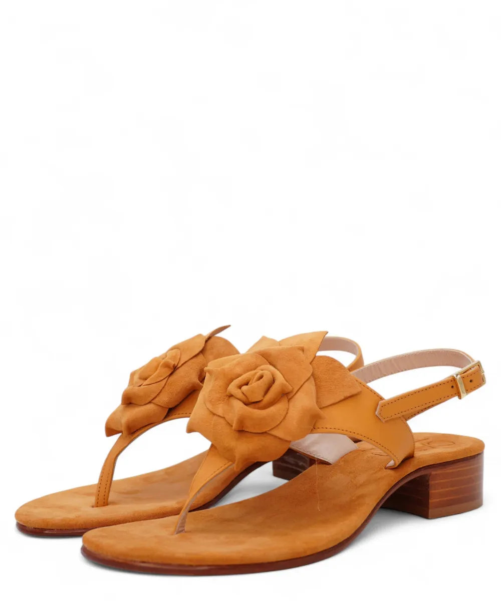 Sandalo Infradito Capri in Pelle con Fiore-Capri Vittorio Citro-Sandali-Vittorio Citro Boutique