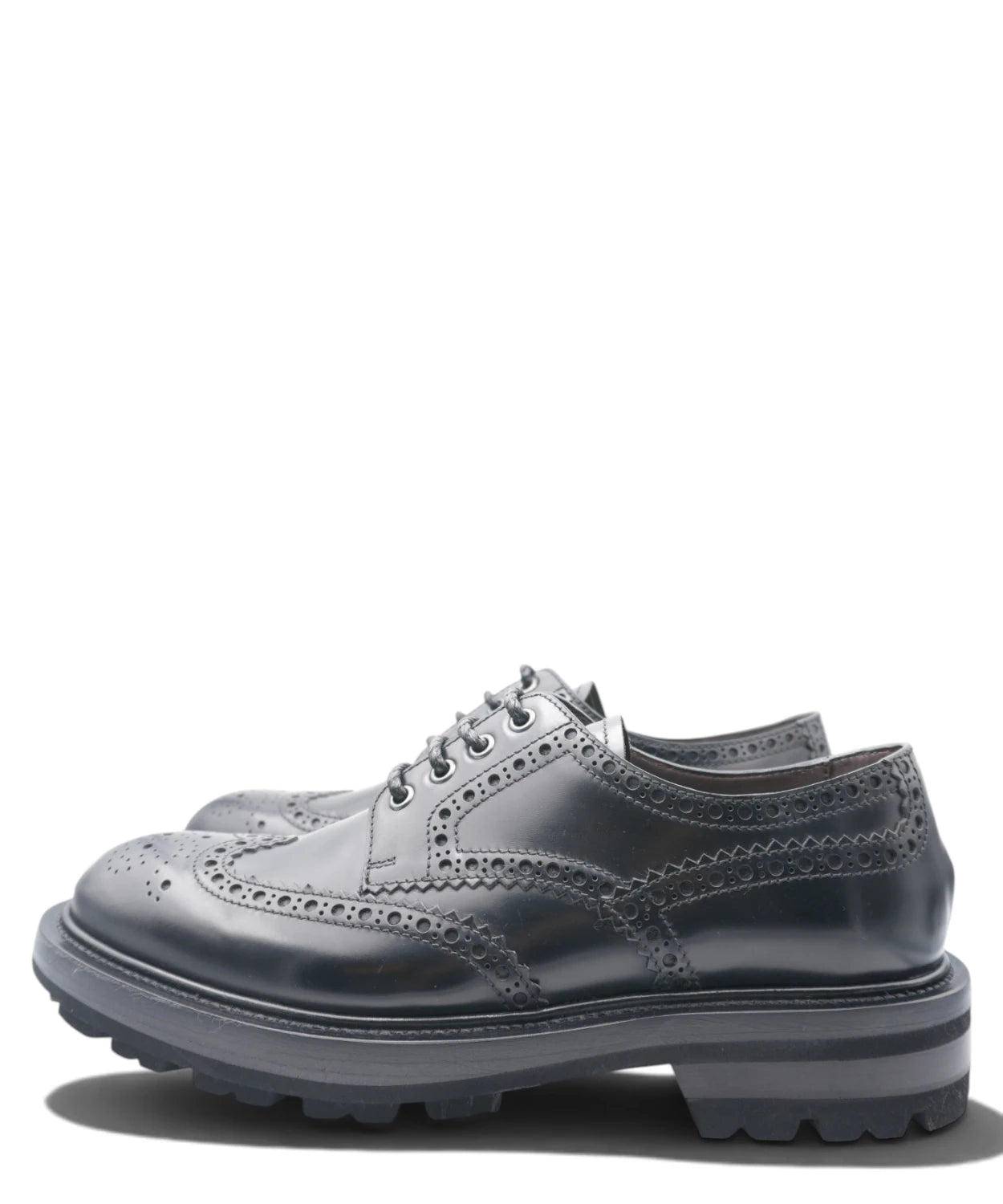 Stringata Brogue Uomo in Pelle Polished Nera