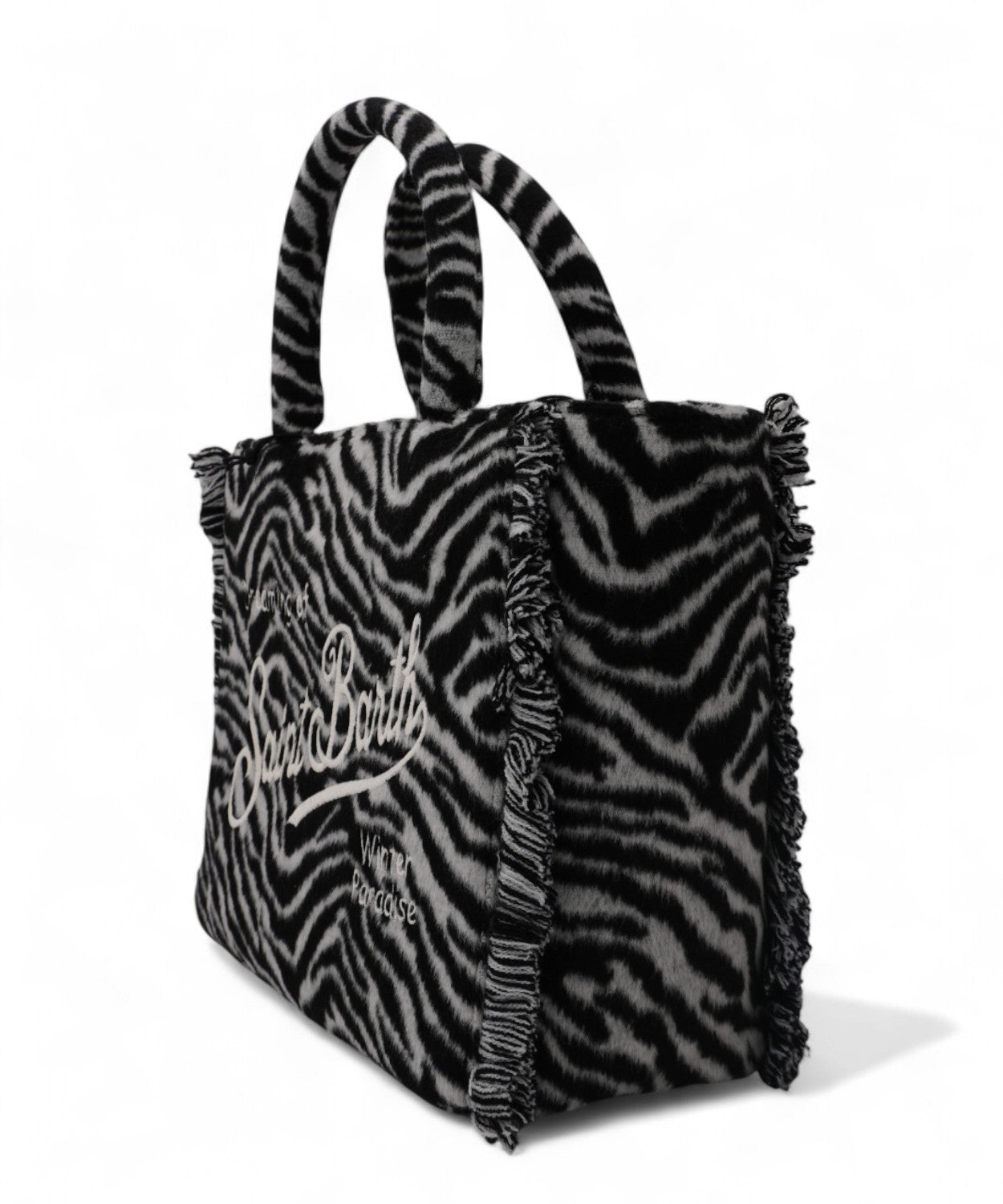 Colette Felt zebrata – borsa a mano in misto lana con tracolla-Mc2 Saint Barth-Borse a mano-Vittorio Citro Boutique