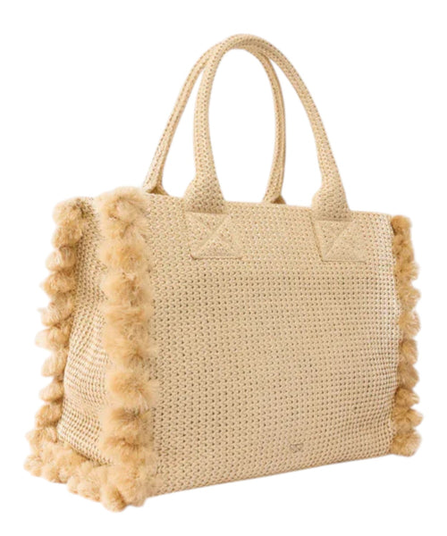 PINKO Beach shopper tas van gevlochten raffia