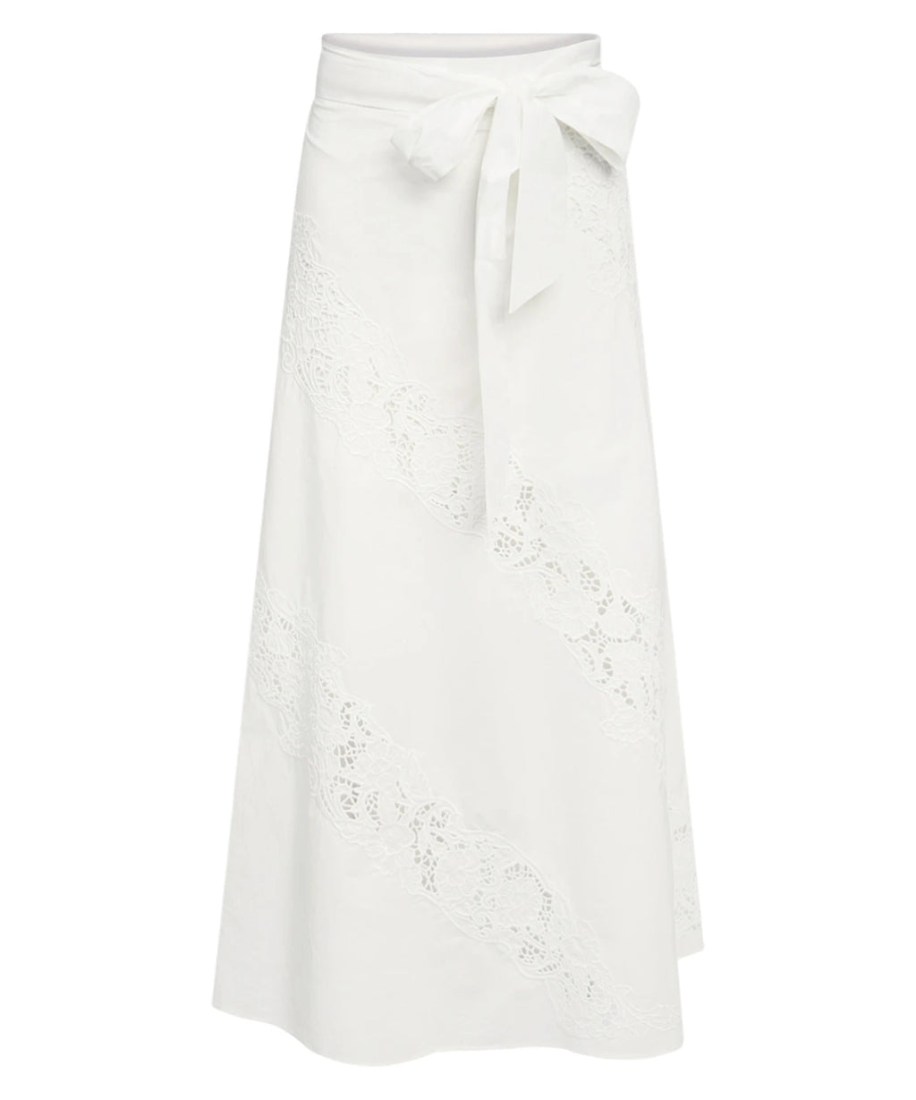 Twinset Long Cotton Skirt with Sangallo Embroidery