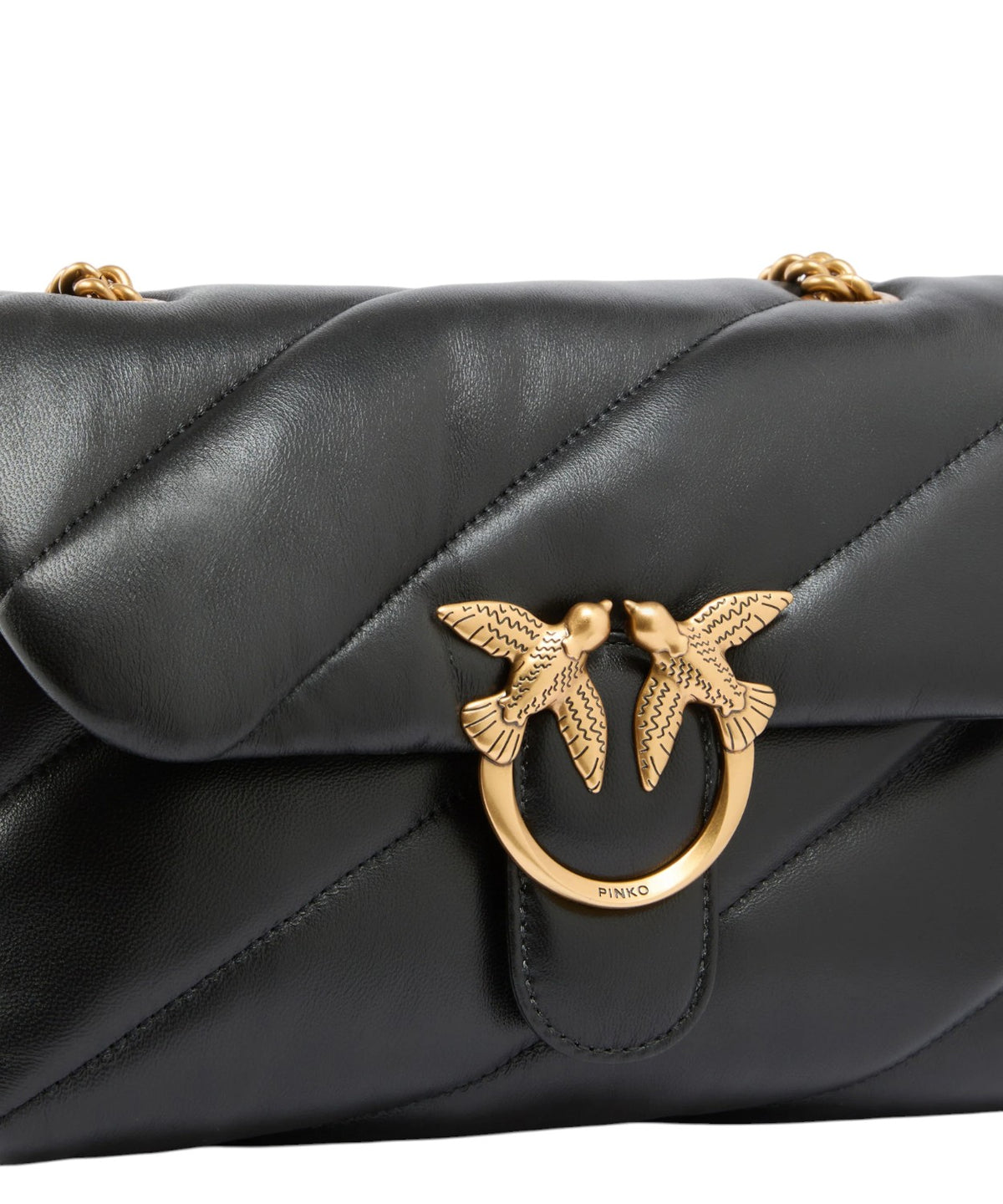 Love Bag Puff aus gestepptem Nappaleder mit Kette