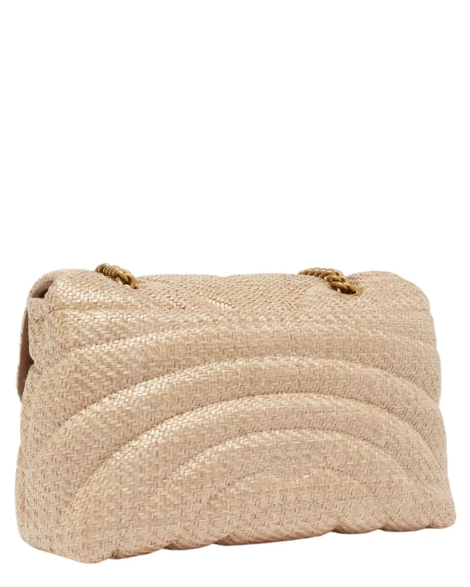 Love Bag Puff in rafia trapuntata con farfalla e fibbia Love Birds dorata-Pinko-Borse a spalla-Vittorio Citro Boutique