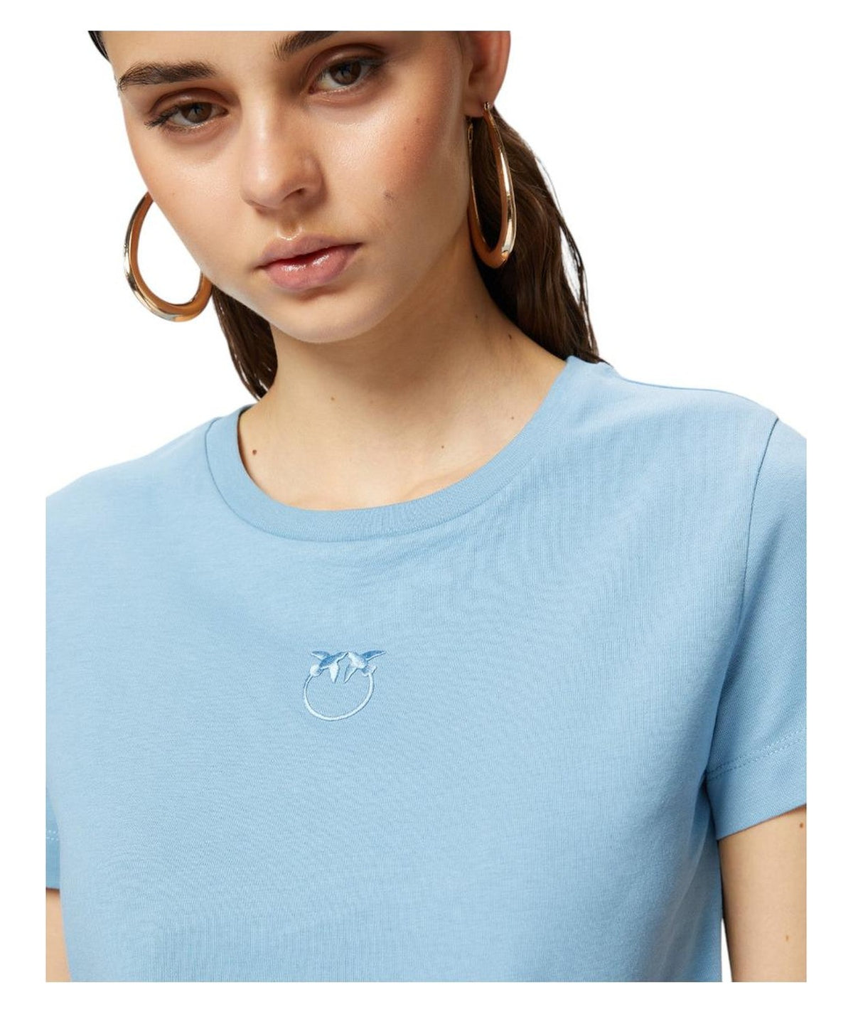 T-shirt in Cotone Old Wash con Logo Love Birds Ricamato-Pinko-T-shirt-Vittorio Citro Boutique