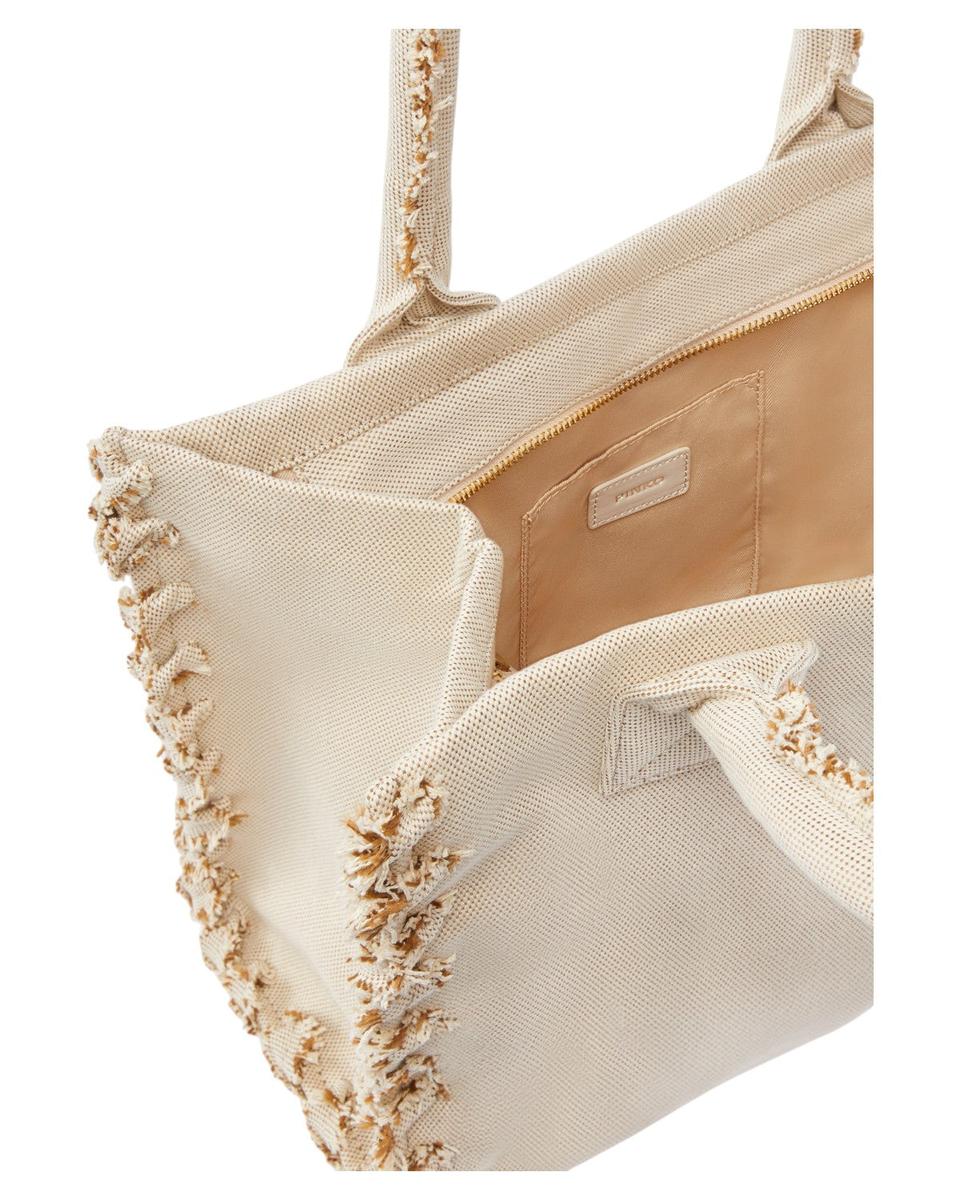 Beach Shopper in Canvas Riciclato Sale e Pepe con Logo Ricamato-Pinko-Borse a spalla-Vittorio Citro Boutique