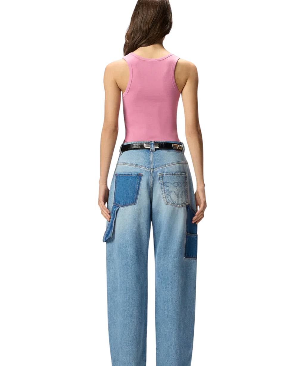 Canotta PINKO Calcolatore van stretchkatoen met Love Birds-logo