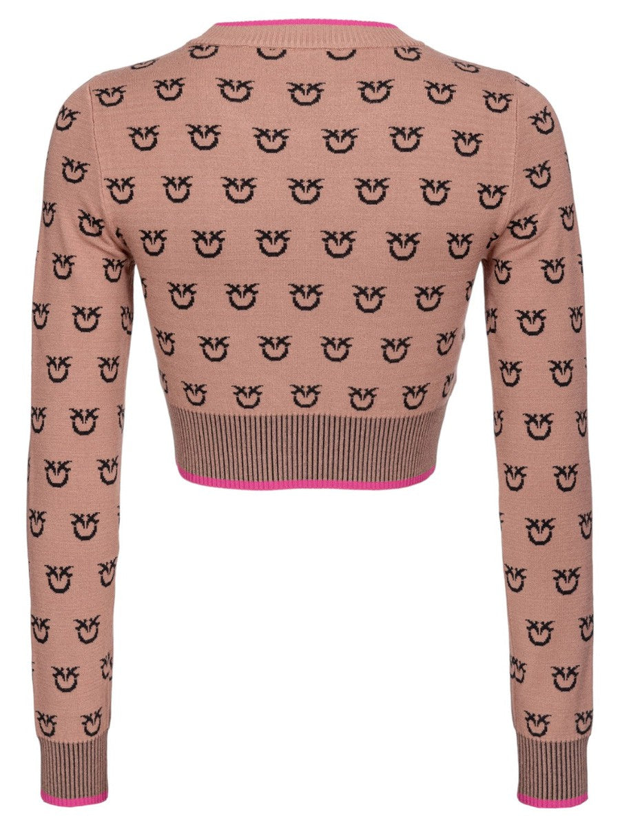 Maglioncino corto jacquard logo Furetto-Pinko-Maglieria-Vittorio Citro Boutique