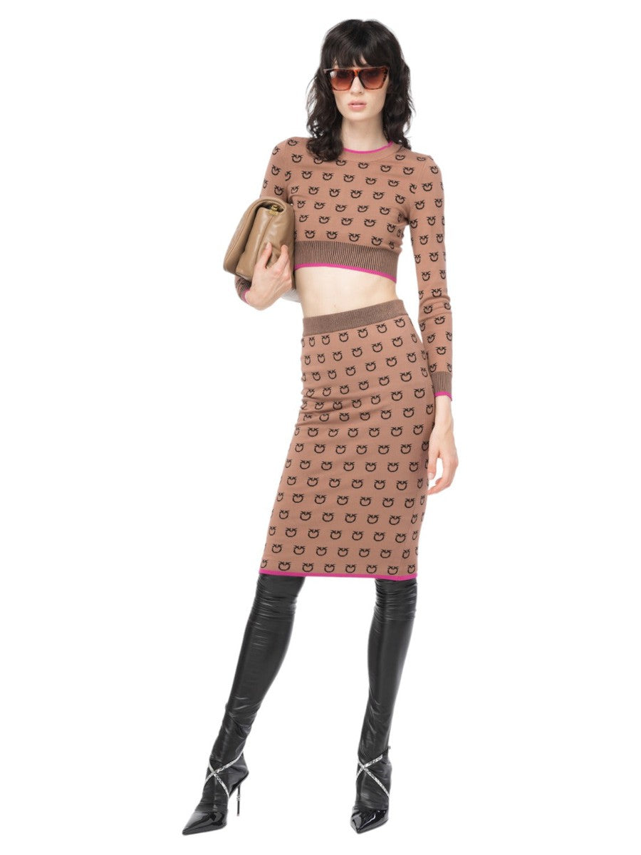 Gonna Ioto longuette jacquard logo-Pinko-Gonne-Vittorio Citro Boutique