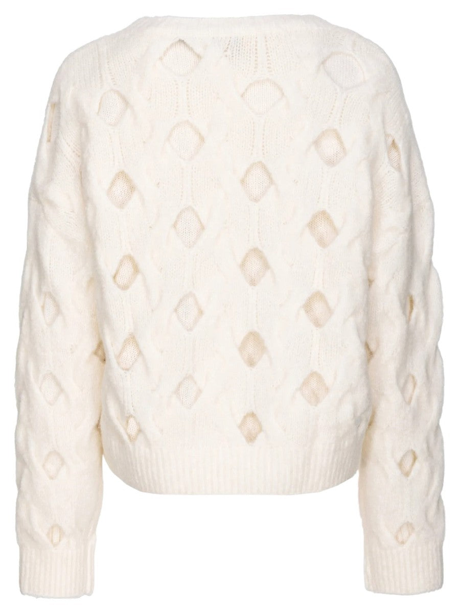 Wool blend sweater with cable knit and cut-out – Vittoriocitro