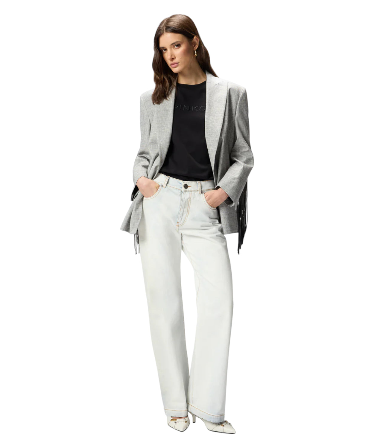 T-Shirt PINKO Start in Cotone con Logo Ricamato