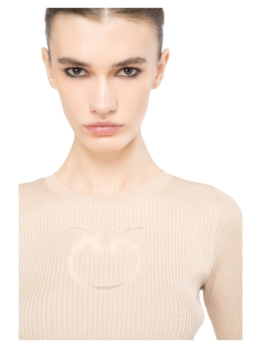 Maglia Tritone a Costine con Logo-Pinko-Maglieria-Vittorio Citro Boutique