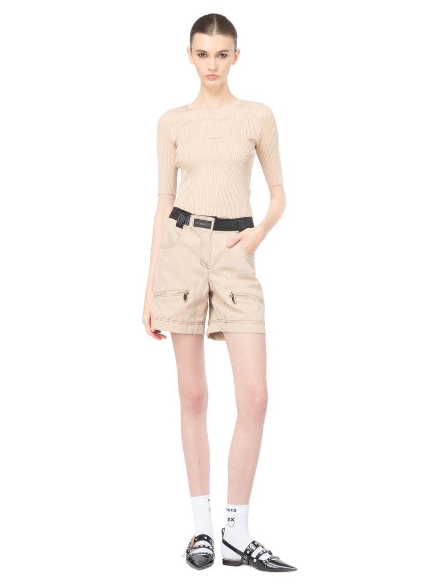 Maglia Tritone a Costine con Logo-Pinko-Maglieria-Vittorio Citro Boutique