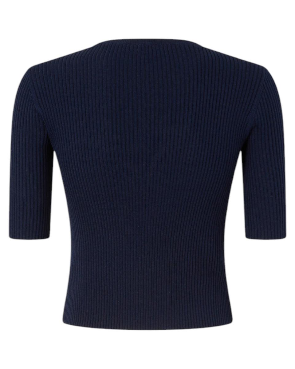 Maglia a Costine con Logo Love Birds in Trasparenza-Pinko-T-shirt-Vittorio Citro Boutique