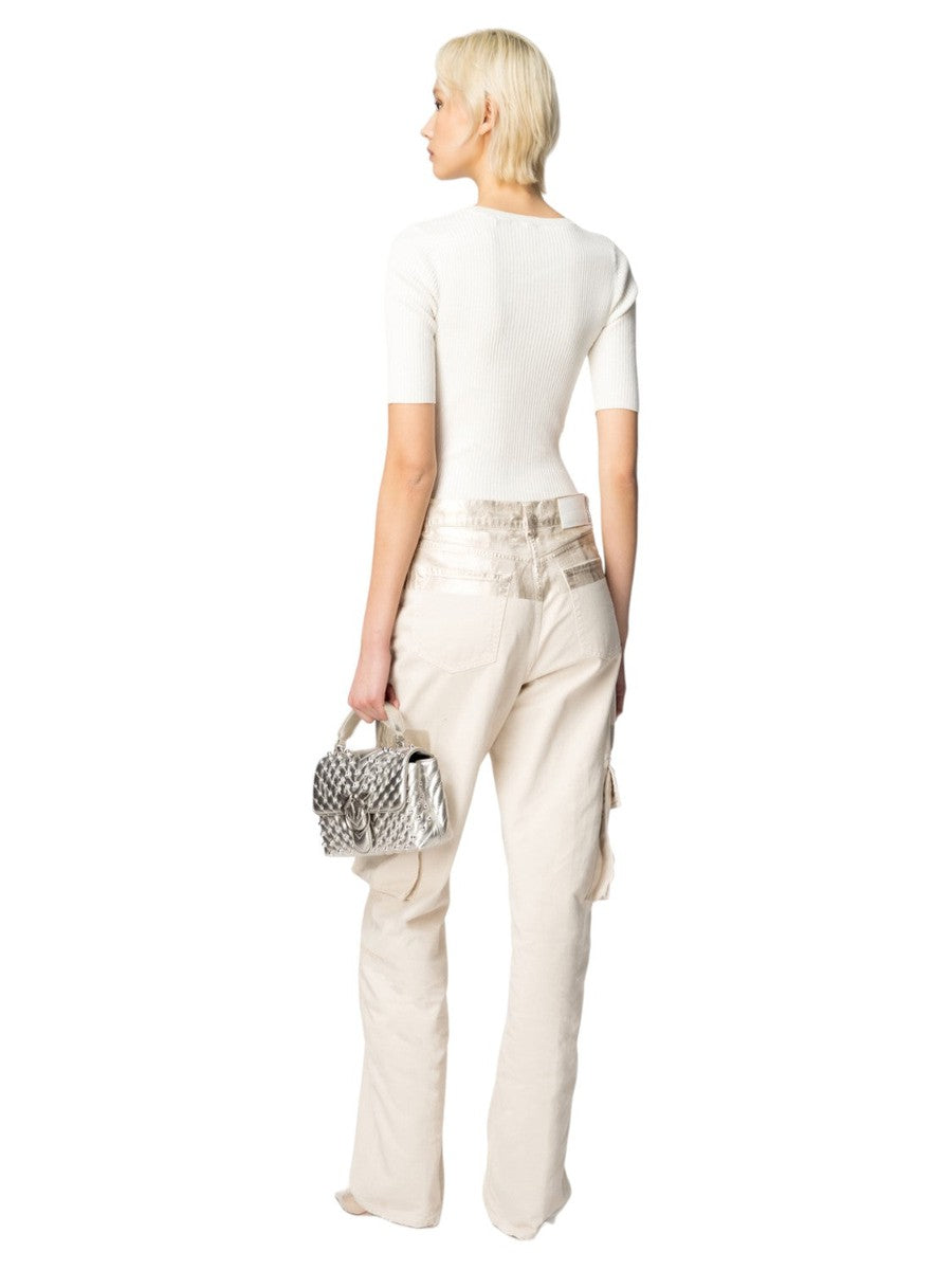 Maglia Tritone a Costine con Logo-Pinko-Maglieria-Vittorio Citro Boutique