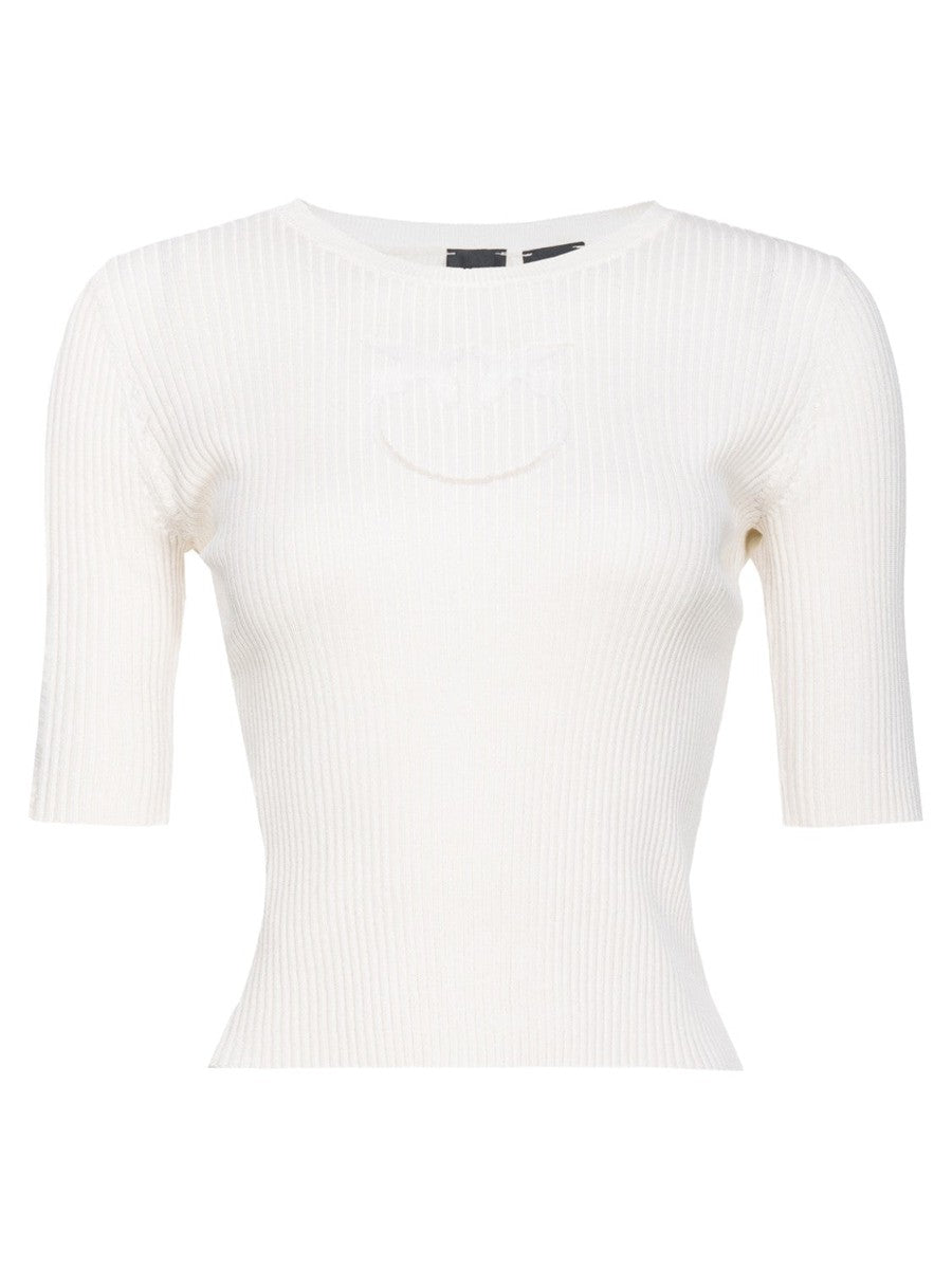 Maglia Tritone a Costine con Logo-Pinko-Maglieria-Vittorio Citro Boutique