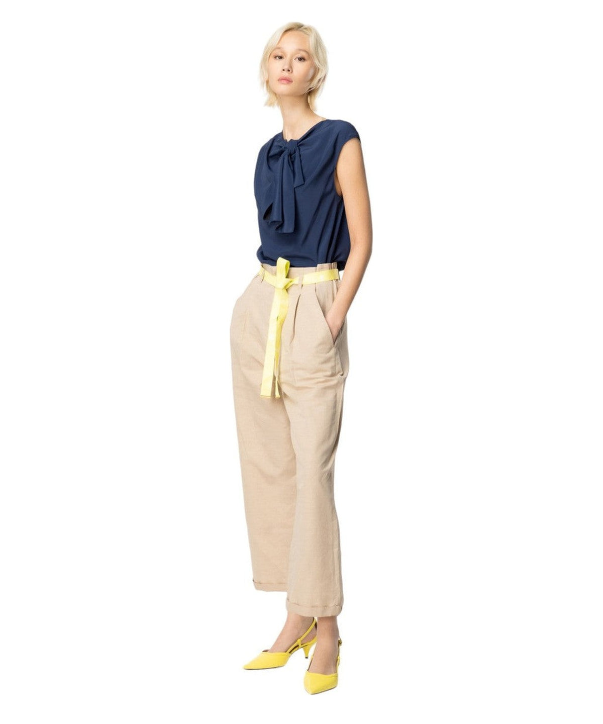 Pantaloni Rudy in Lino Fiammato-Pinko-Pantaloni-Vittorio Citro Boutique