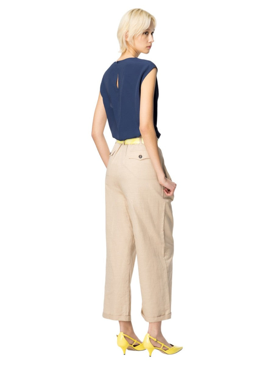 Pantaloni Rudy in Lino Fiammato-Pinko-Pantaloni-Vittorio Citro Boutique