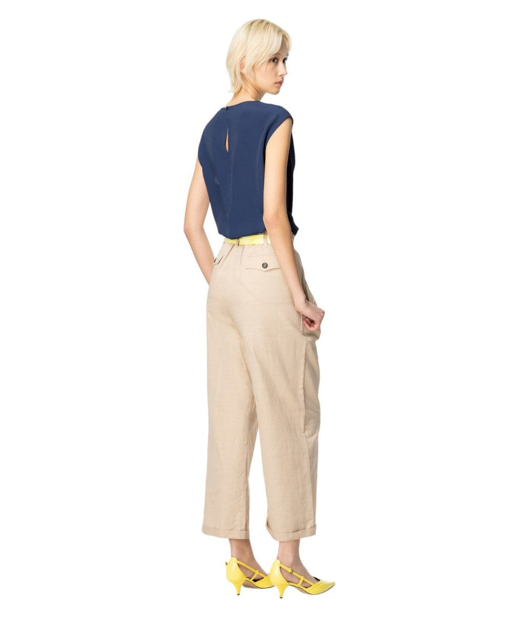 Pantaloni Rudy in Lino Fiammato-Pinko-Pantaloni-Vittorio Citro Boutique
