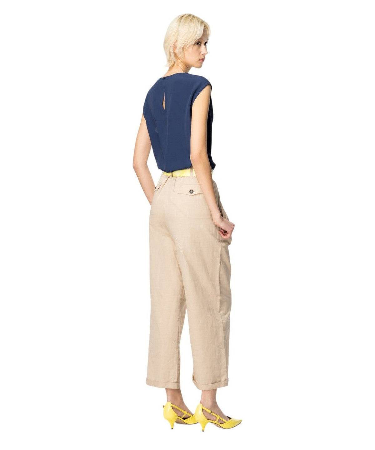 Pantaloni Rudy in Lino Fiammato-Pinko-Pantaloni-Vittorio Citro Boutique