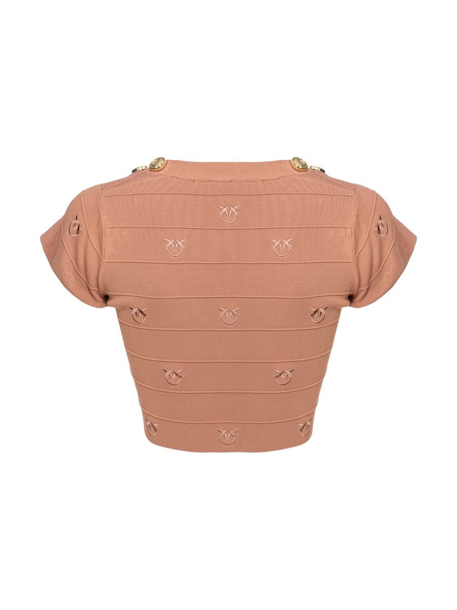 Crop Top Jacquard Love Birds Hoodia-Pinko-Top-Vittorio Citro Boutique