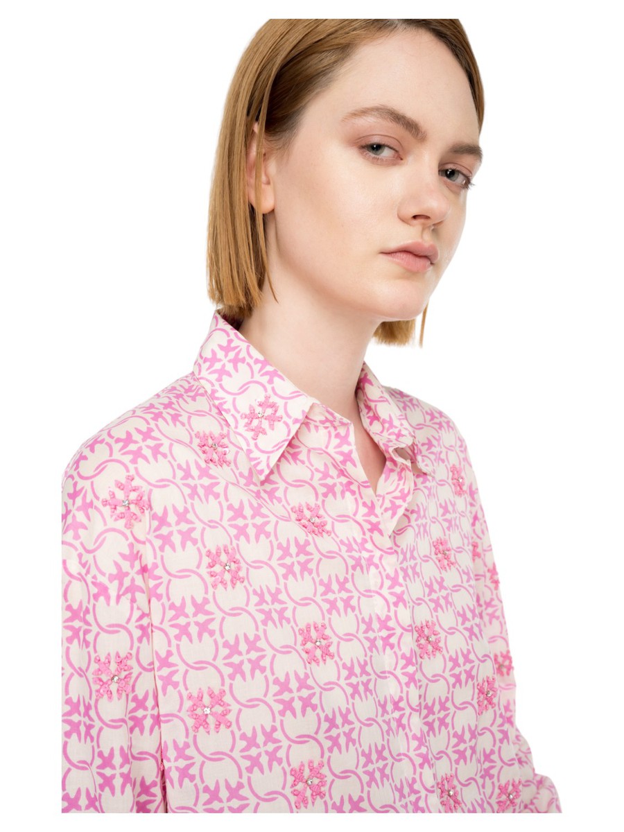 Camicia Cureti in Mussola Monogram Ricamata-Pinko-Camicie-Vittorio Citro Boutique