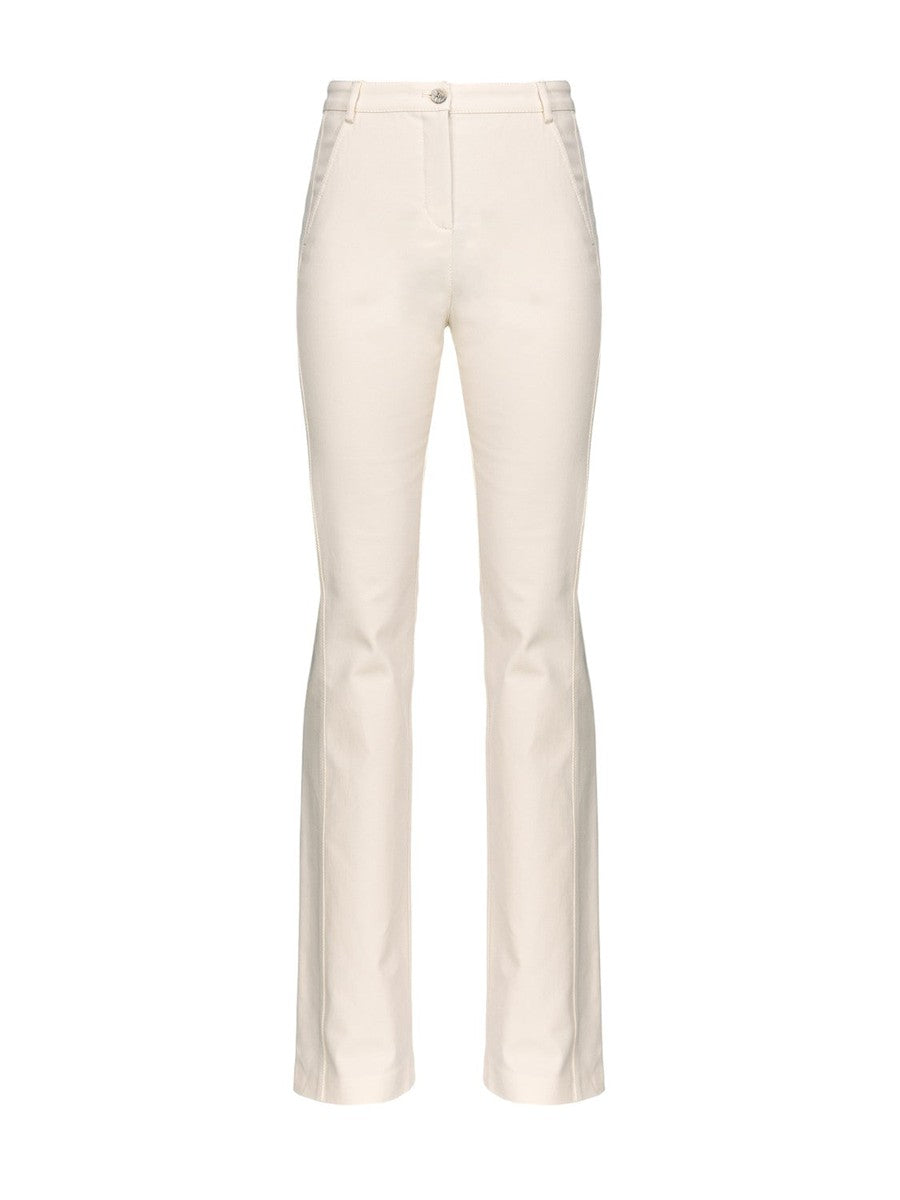 Pantalone Petreo Flared in Tricotina di Cotone Stretch-Pinko-Pantaloni-Vittorio Citro Boutique