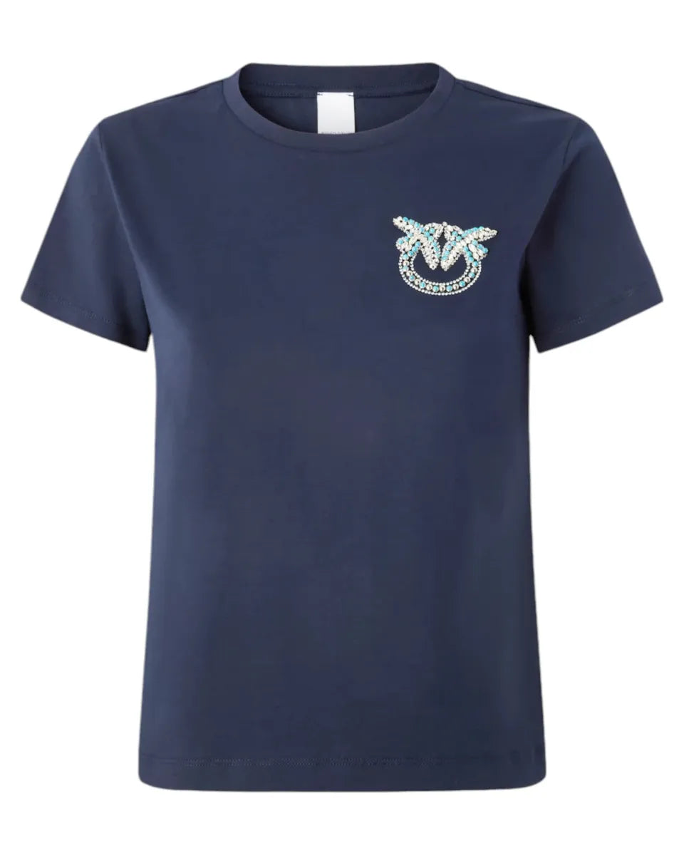 T-shirt Donna con Ricamo Gioiello Love Birds-Pinko-T-shirt-Vittorio Citro Boutique