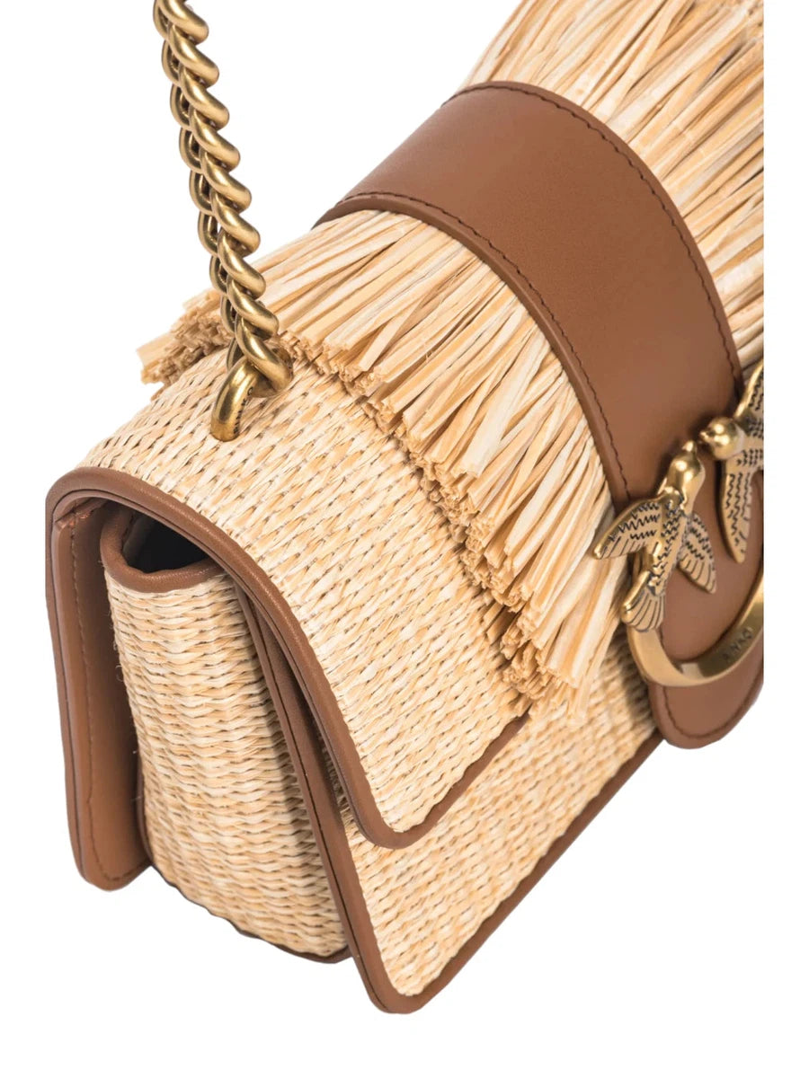 Mini Love Bag One Light in Rafia e Pelle-Pinko-Borse a spalla-Vittorio Citro Boutique